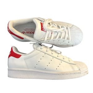 ADIDAS Stan Smith VS Superstar White and Red Sneakers EUC